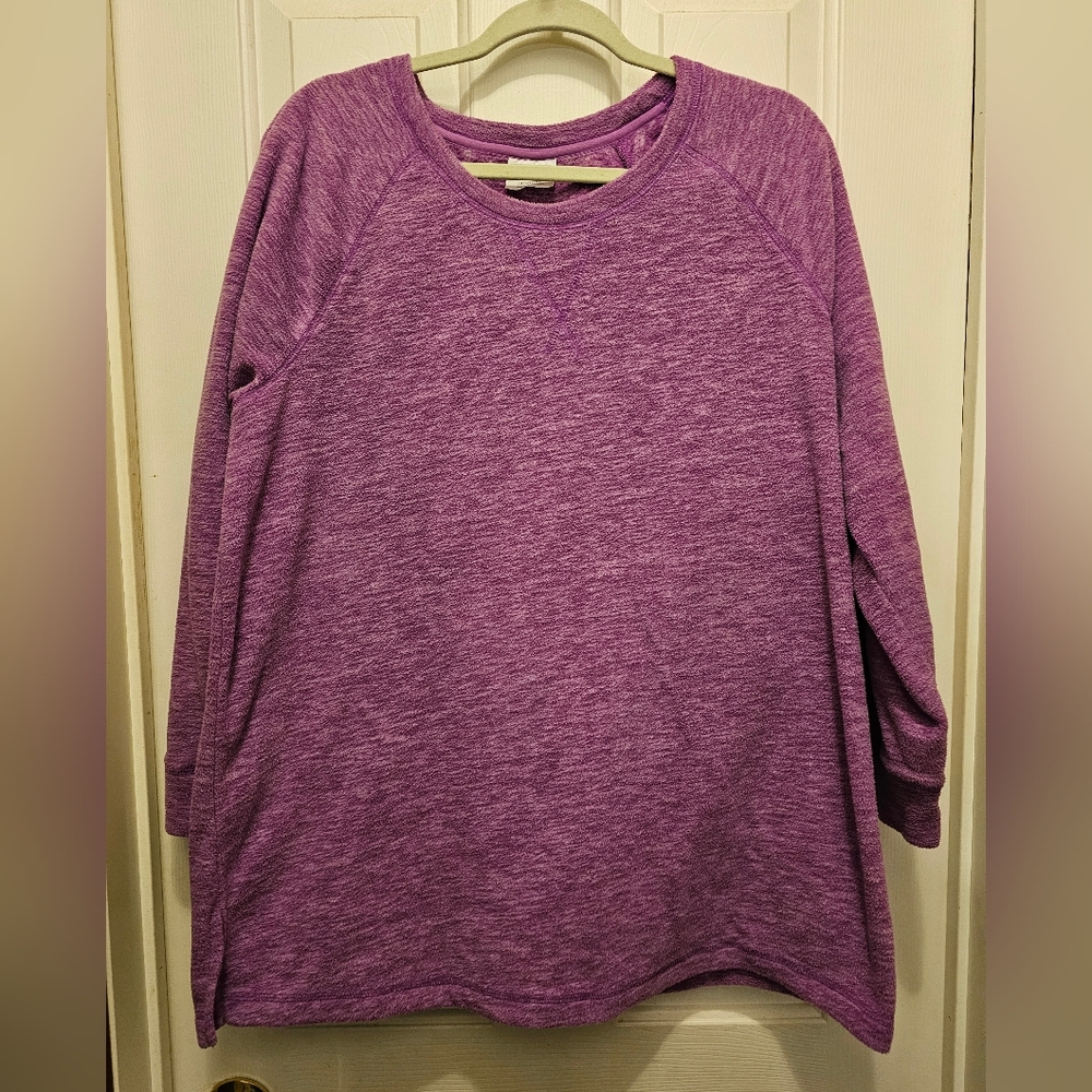 Danskin Heather Purple Fleece Top - 1X